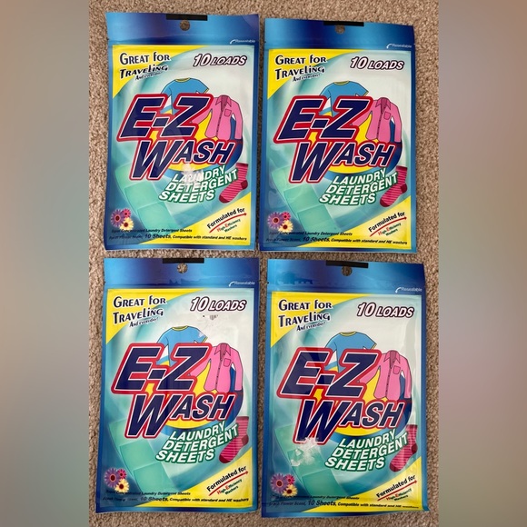 E-Z Wash Other - NIP E-ZWASH 4 Packages of Laundry Detergent Sheets Fresh Flower Sent Travel